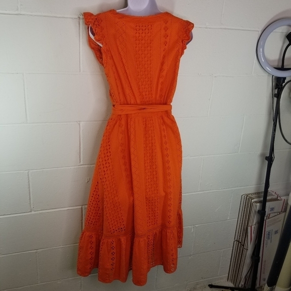 J Crew all over eyelet midi wrap dress resort orange - Picture 11 of 15